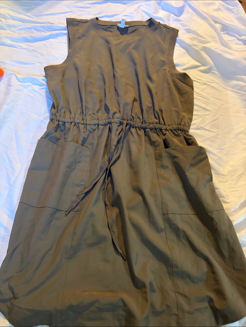 Garnet Hill Olive Green Sleeveless Drawstring Jumpsuit